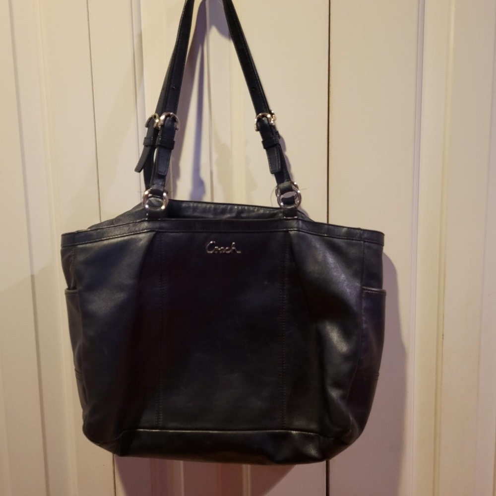 Coach Dark Leather Tote Bag